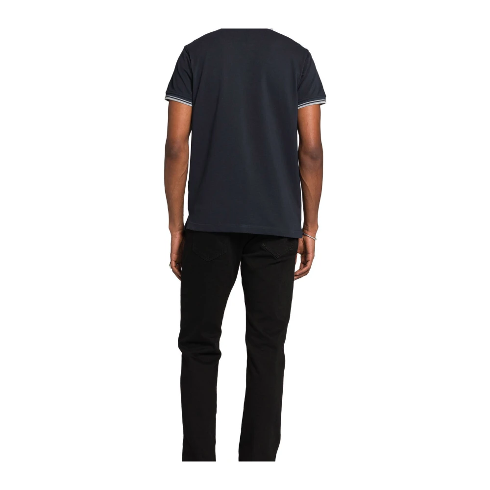 Roberto Cavalli Monogram Polo Shirt met geborduurd logo Blue Heren