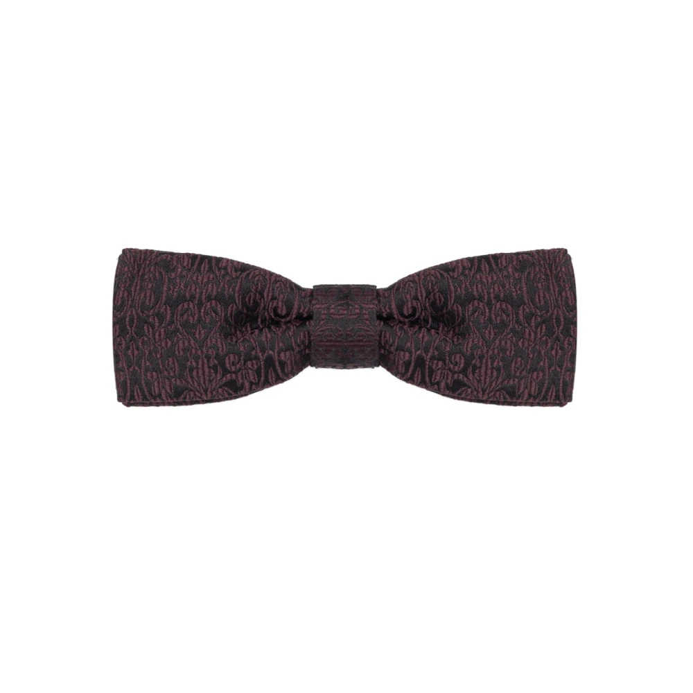 Dolce & Gabbana Men's Brown Bow Ties, One Size, Silk Embroidered Butterfly Top