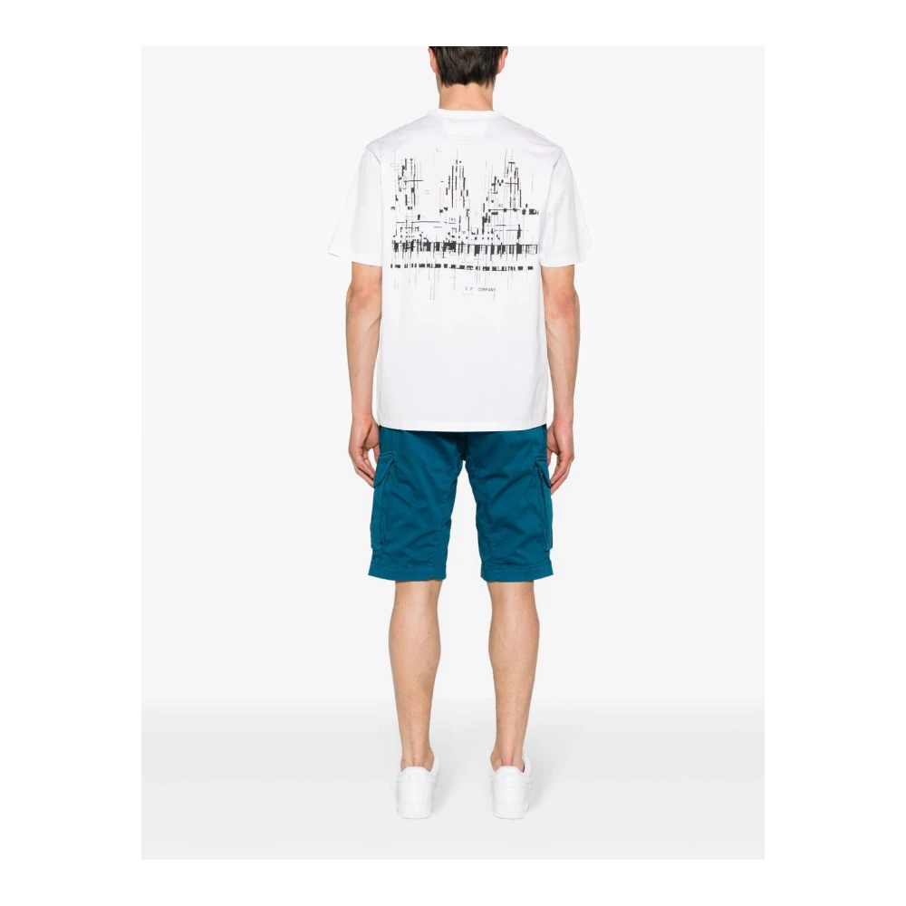 C.P. Company Wit Ronde Hals Bedrukt T-shirt White Heren
