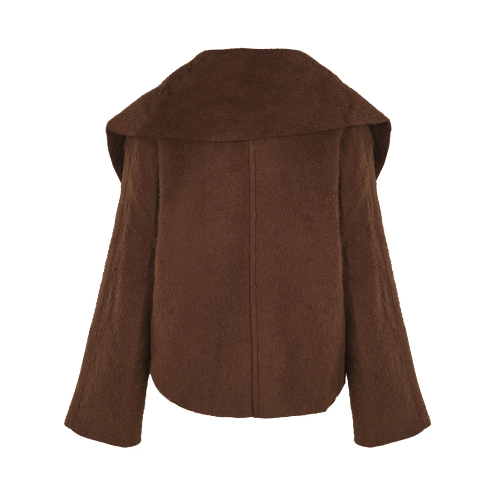 Cortana Sailor korte jas in babykameelwol Brown Dames