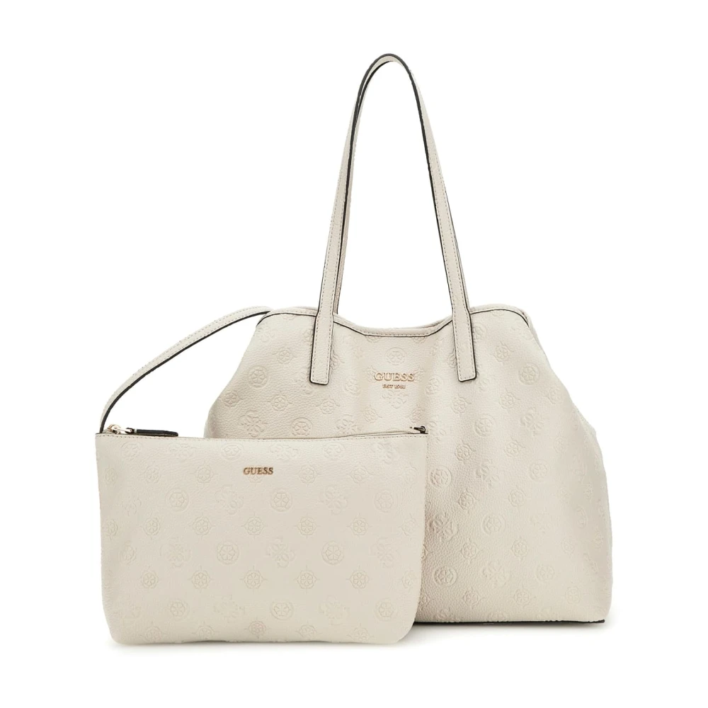Guess Omkeerbare Shopper Handtas Cosmetica Tasje Beige Dames