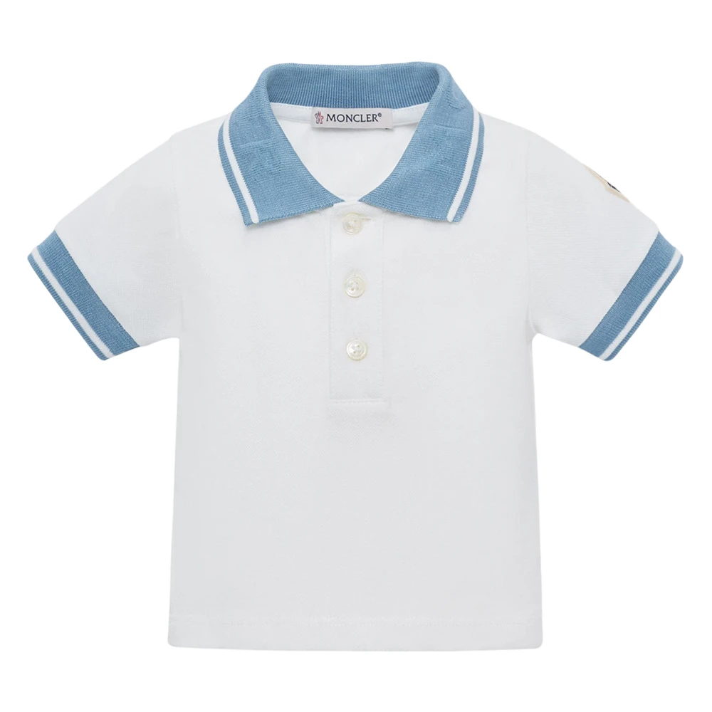 Moncler White Kids Short Sleeve T-Shirts, Male, 6 M, Polo Shirt