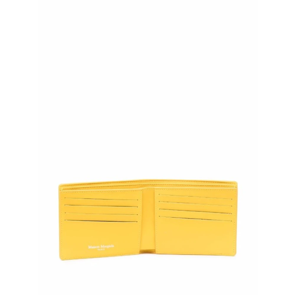 Maison Margiela Gele Four-Stitch Logo Bi-Fold Wallet Yellow Dames