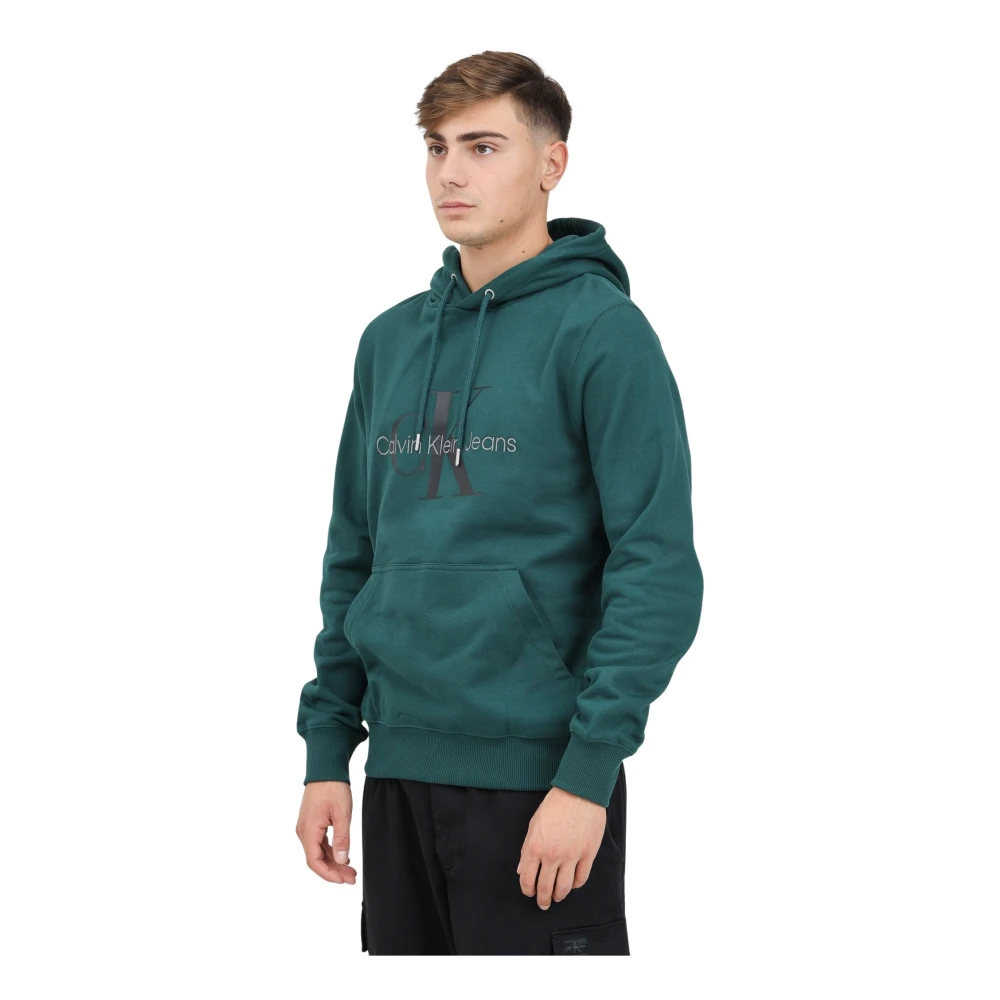 Calvin Klein Jeans Groene hoodie met logoprint Green Heren