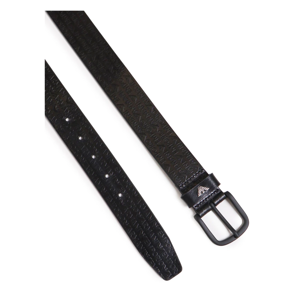 Emporio Armani Zwart logo riem met verstelbare sluiting Black Heren