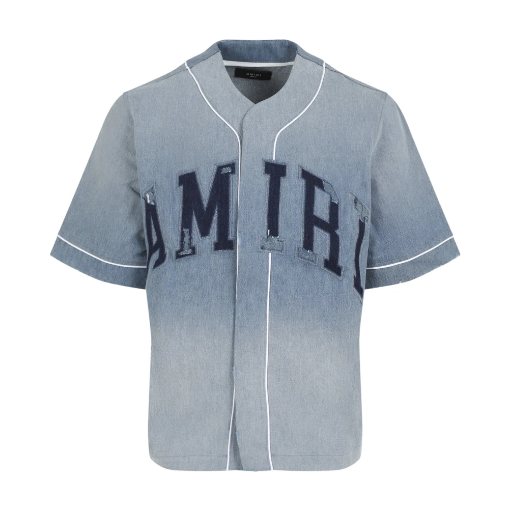 Amiri Indigo Sunfaded Baseball Skjorta Blue, Herr