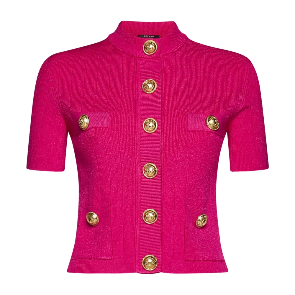 Balmain Fuchsia Ribgebreide Trui Pink Dames