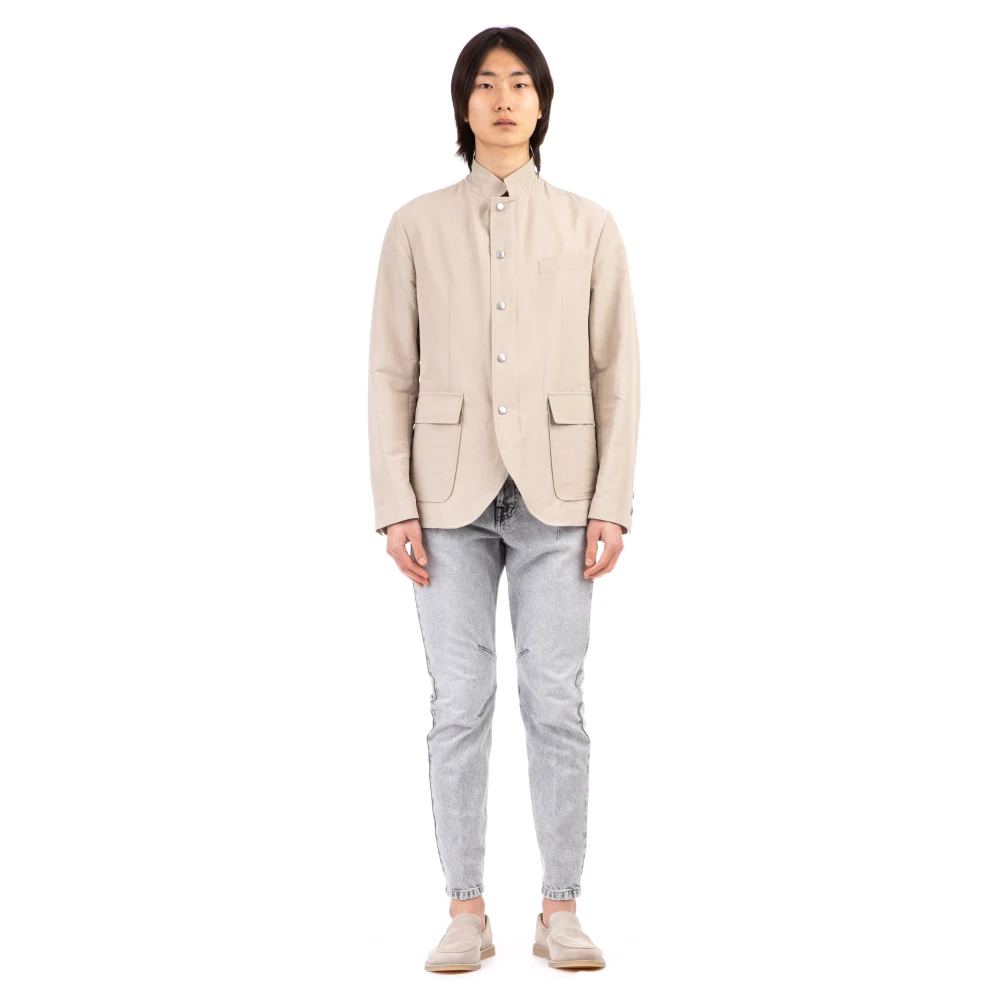 Eleventy Men's Beige Snap Jacket - Light Jackets - M - Jackets