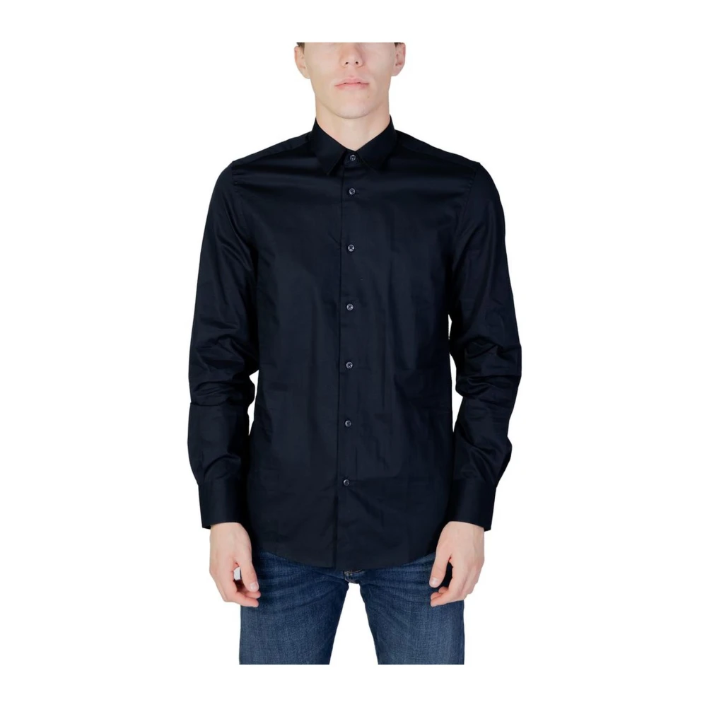 Antony Morato Blauw Katoenen Overhemd Lange Mouw Blue Heren
