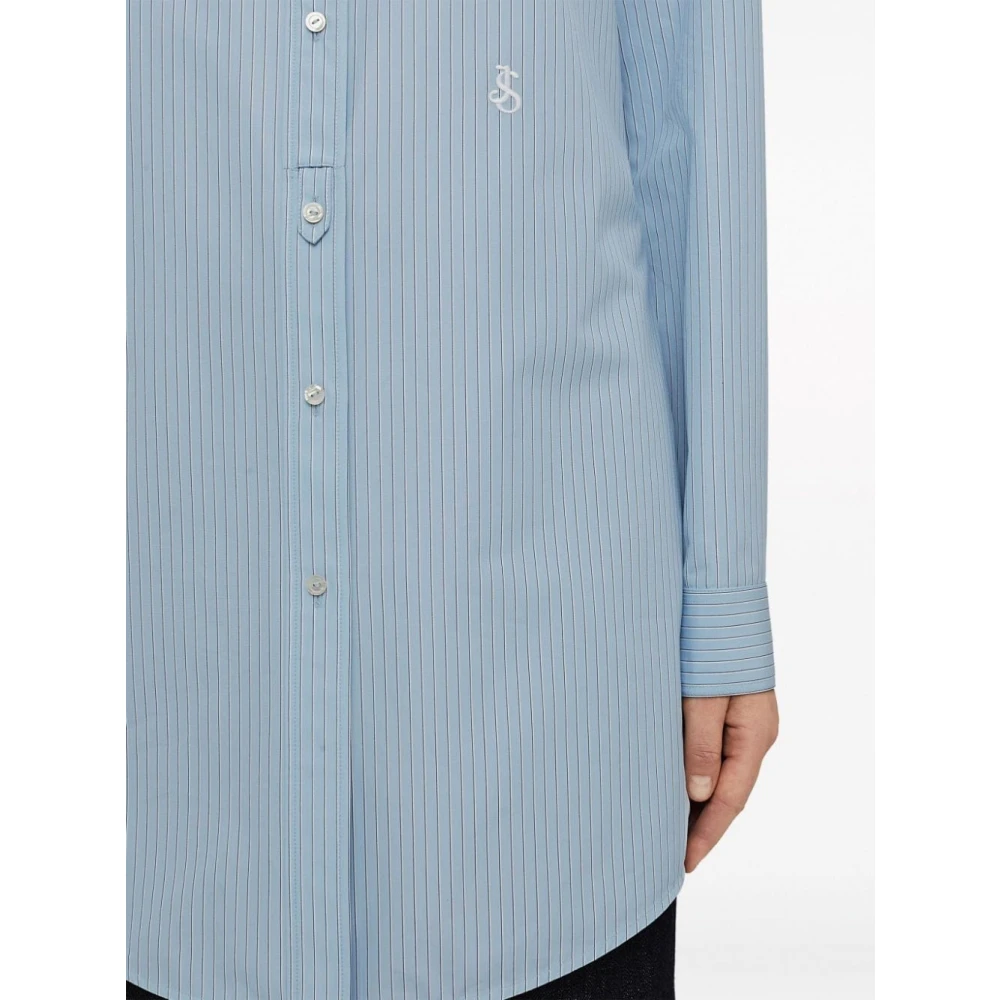 Jil Sander Lichtblauw Katoenen Overhemd Blue Dames
