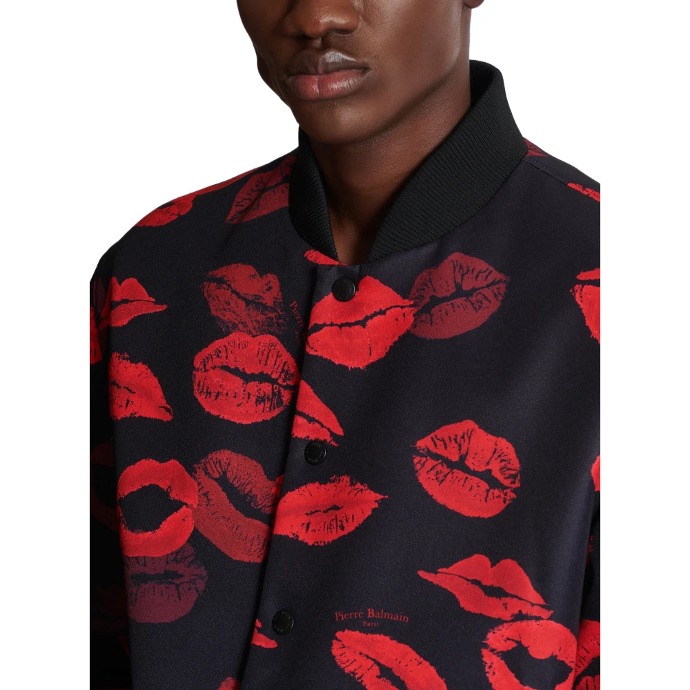 Balmain Omkeerbare bomberjack in effen en Kiss-print nylon Multicolor Heren