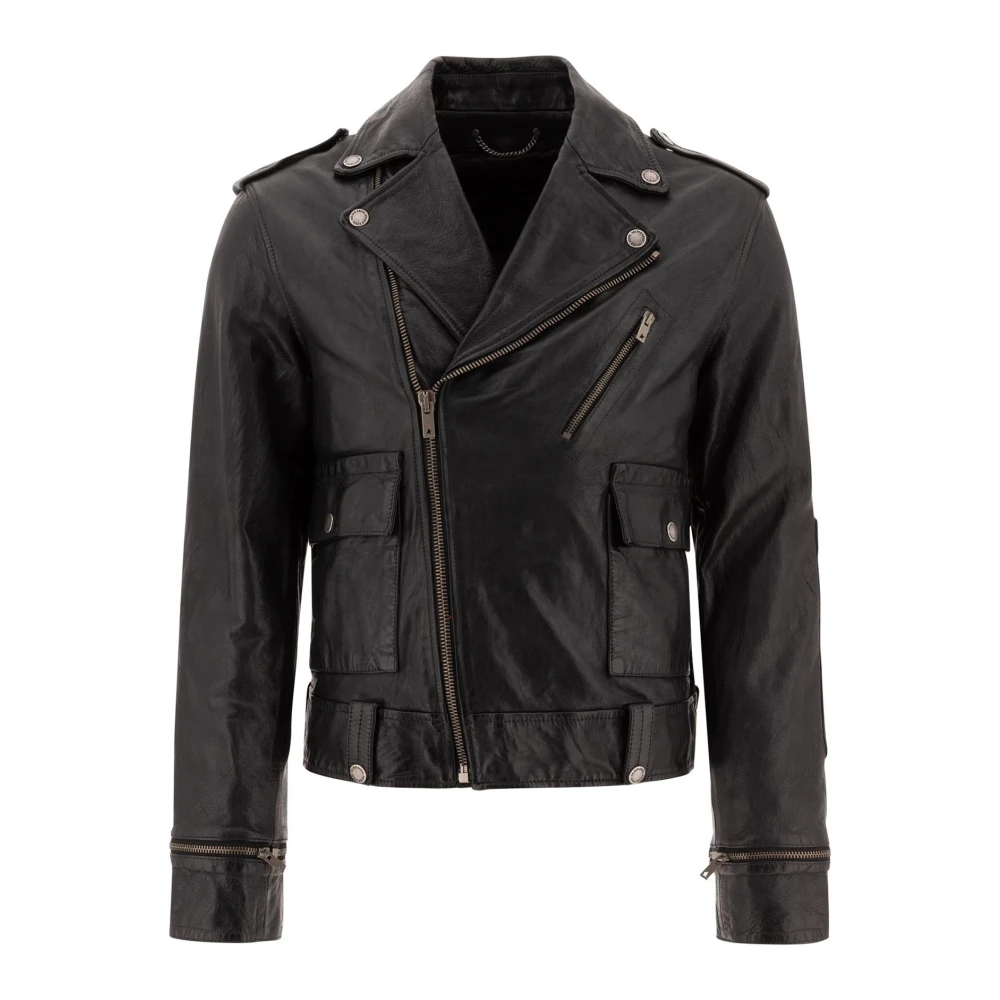 Golden Goose Leren Jas Black Heren