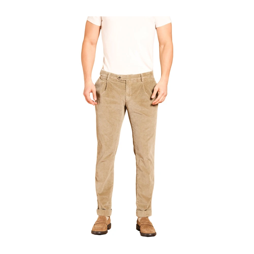 Mason's Velvet 500-Gestreepte Chino Broek Beige Heren