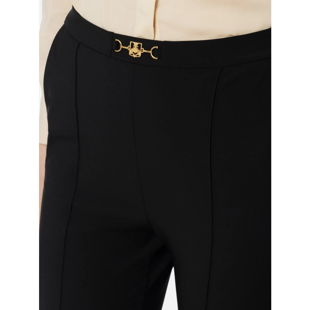 Elisabetta Franchi Zwarte Capri Broek Bi-elastische Stof Black Dames