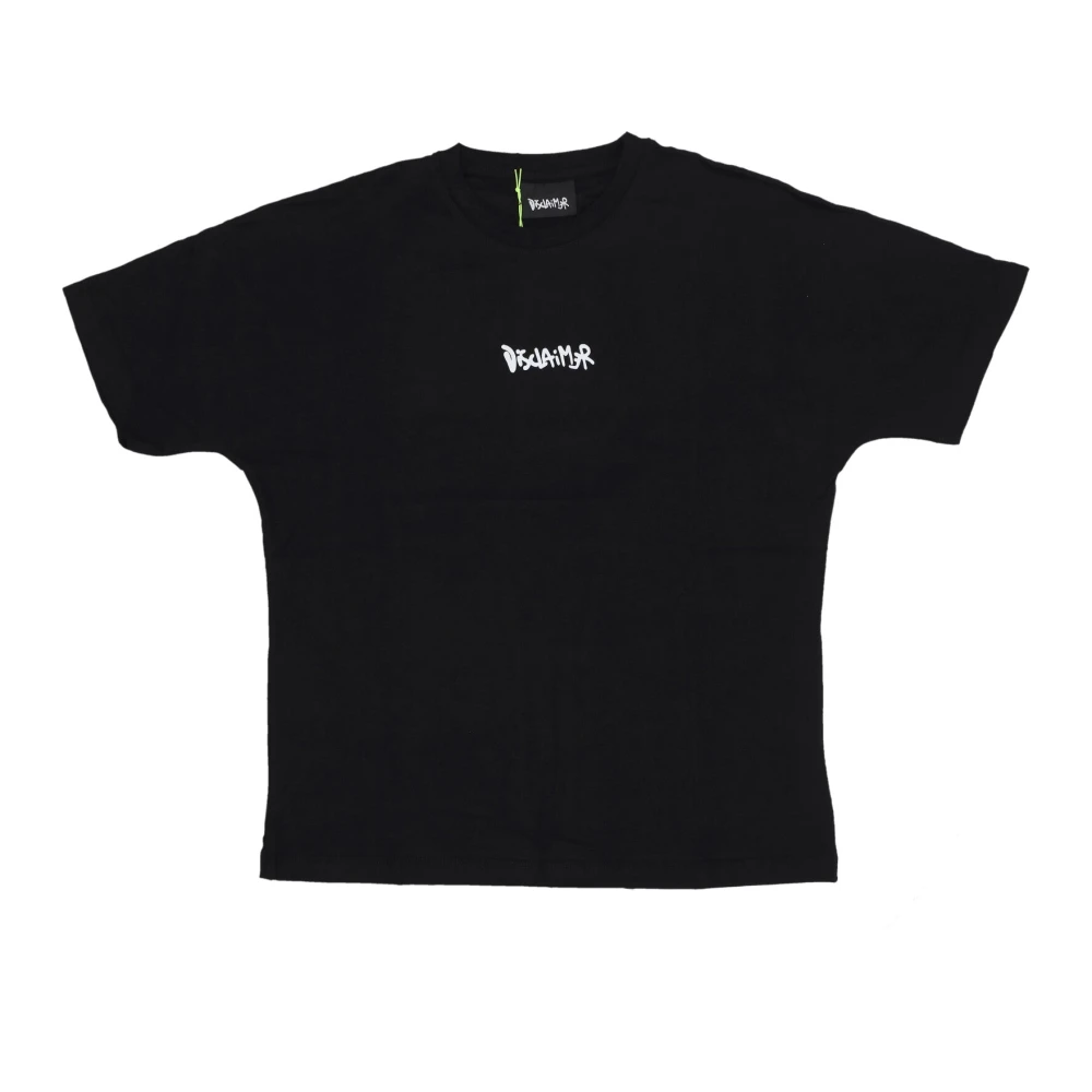Disclaimer Logo Tee Zwart Wit Oversize Katoenen T-shirt Black Heren
