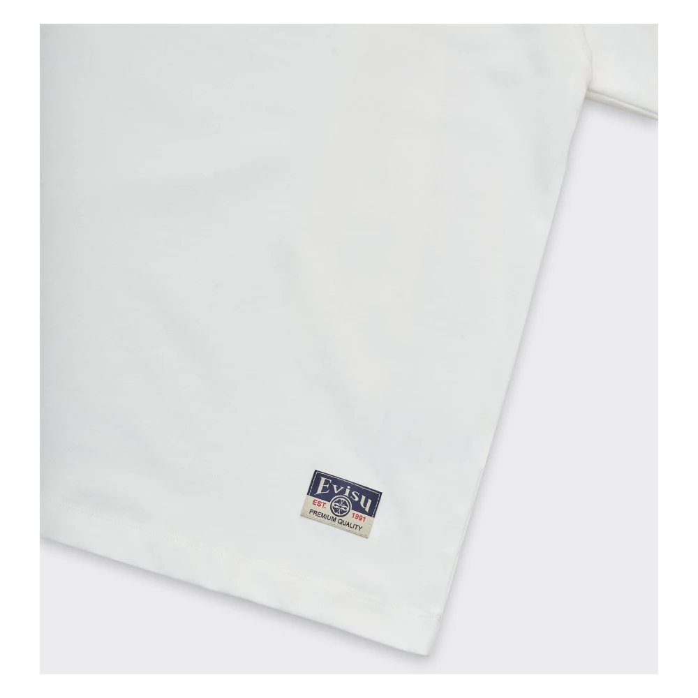 Evisu T-shirt met Zeemeeuwprint en Pins White Heren