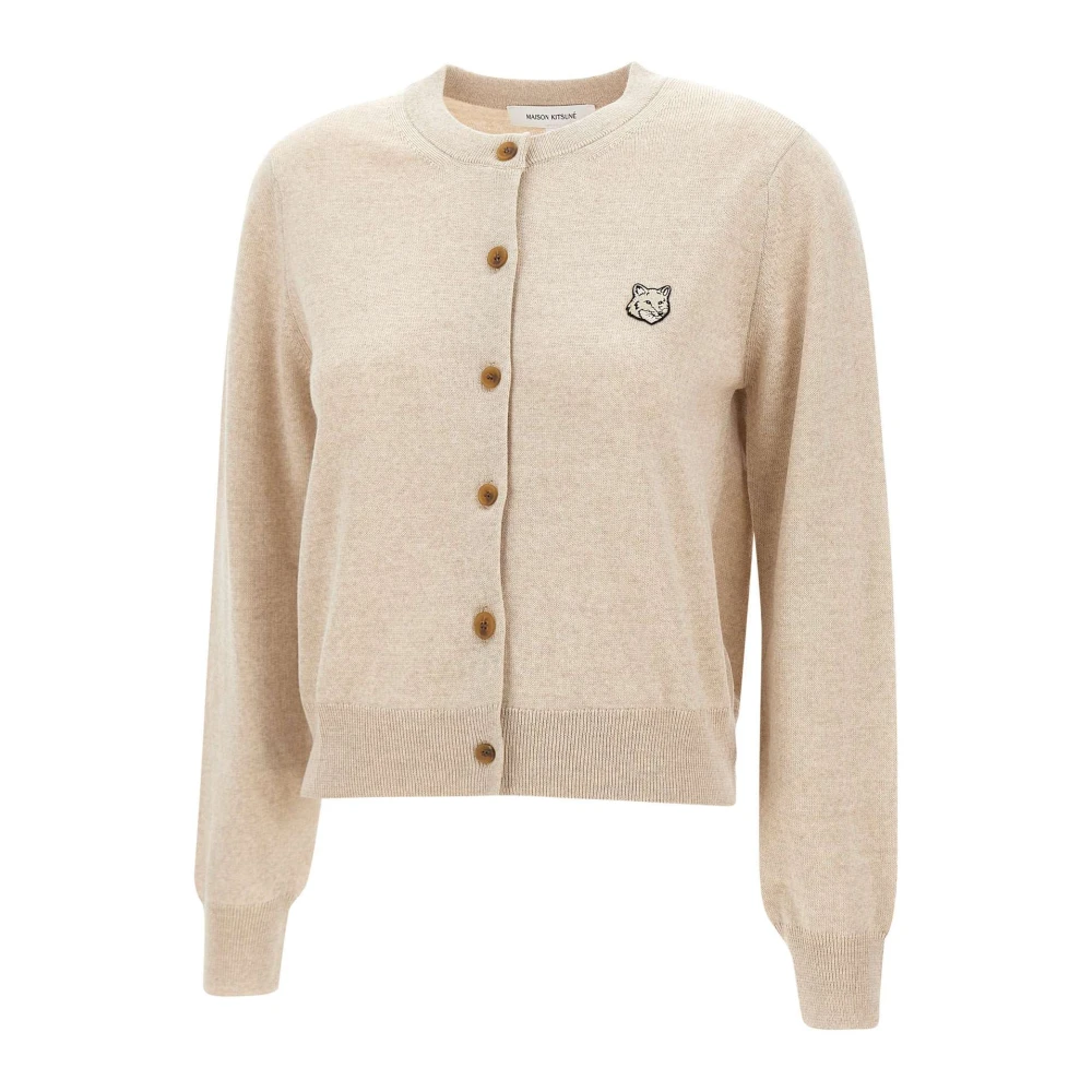 Maison Kitsuné Wollen Cardigan Beige Sweater Beige Dames