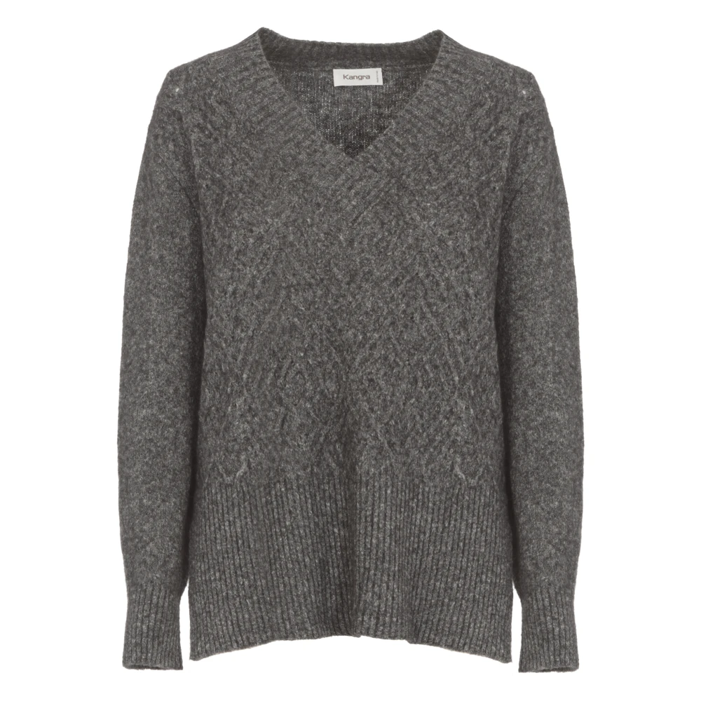 Kangra Kasjmier Alpaca V-Hals Trui Grijs Gray Dames