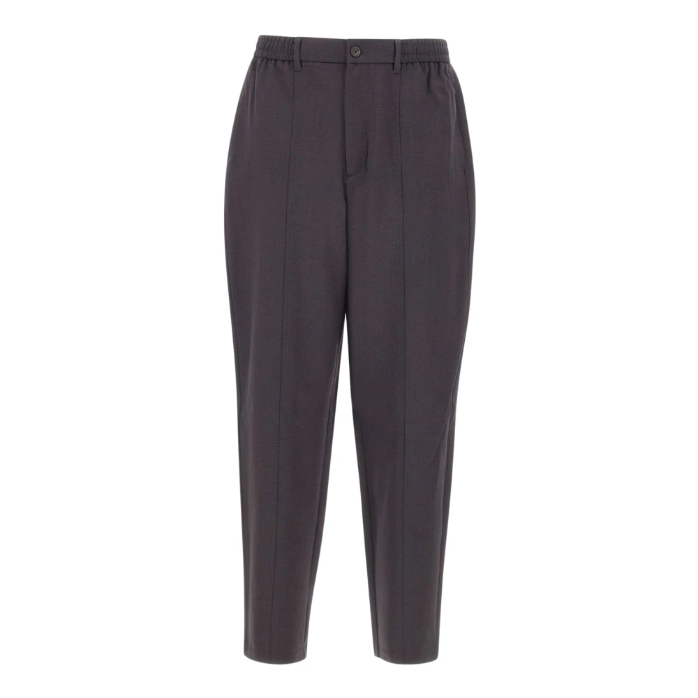 Emporio Armani , Straight Trousers, Male, Gray, L, Virgin Wool Straight Trousers