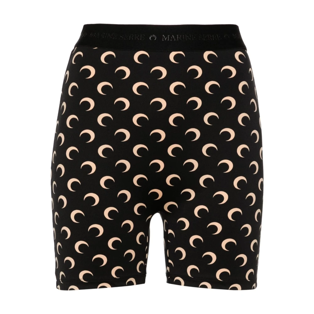 Marine Serre Stijlvolle Bruine Shorts met Maanprint Brown Dames