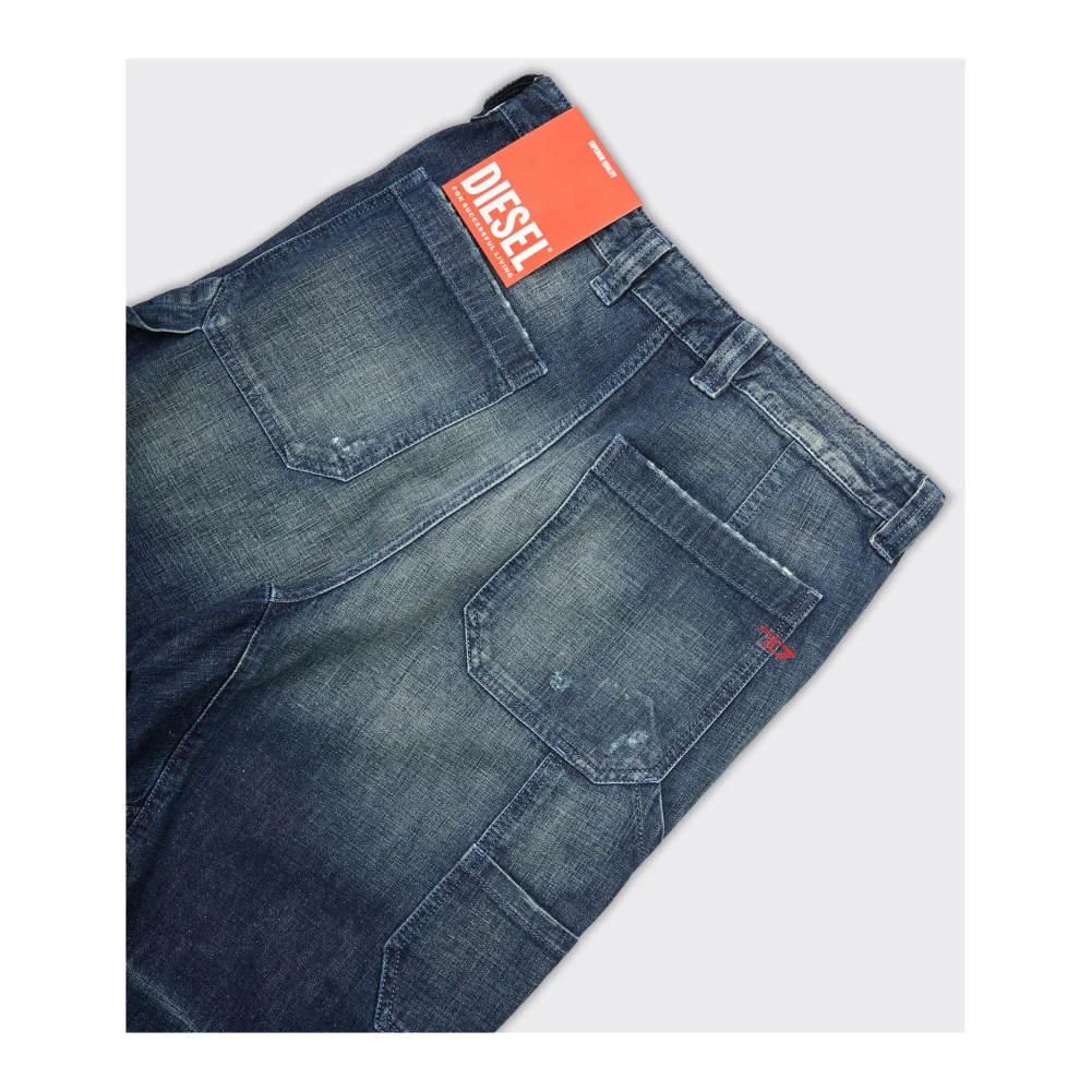 Diesel Wijde Denim Jeans in Blauw Blue Heren