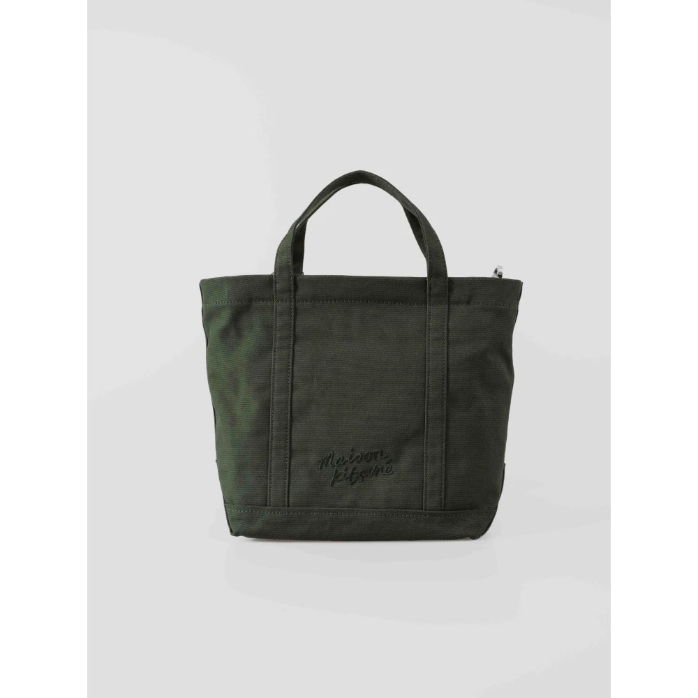 Maison Kitsuné Fox Head Kleine Tote Tas Green Dames