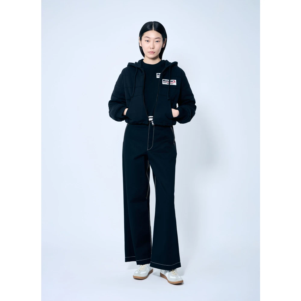 Moncler Gewatteerde Hoodie met rits Black Dames