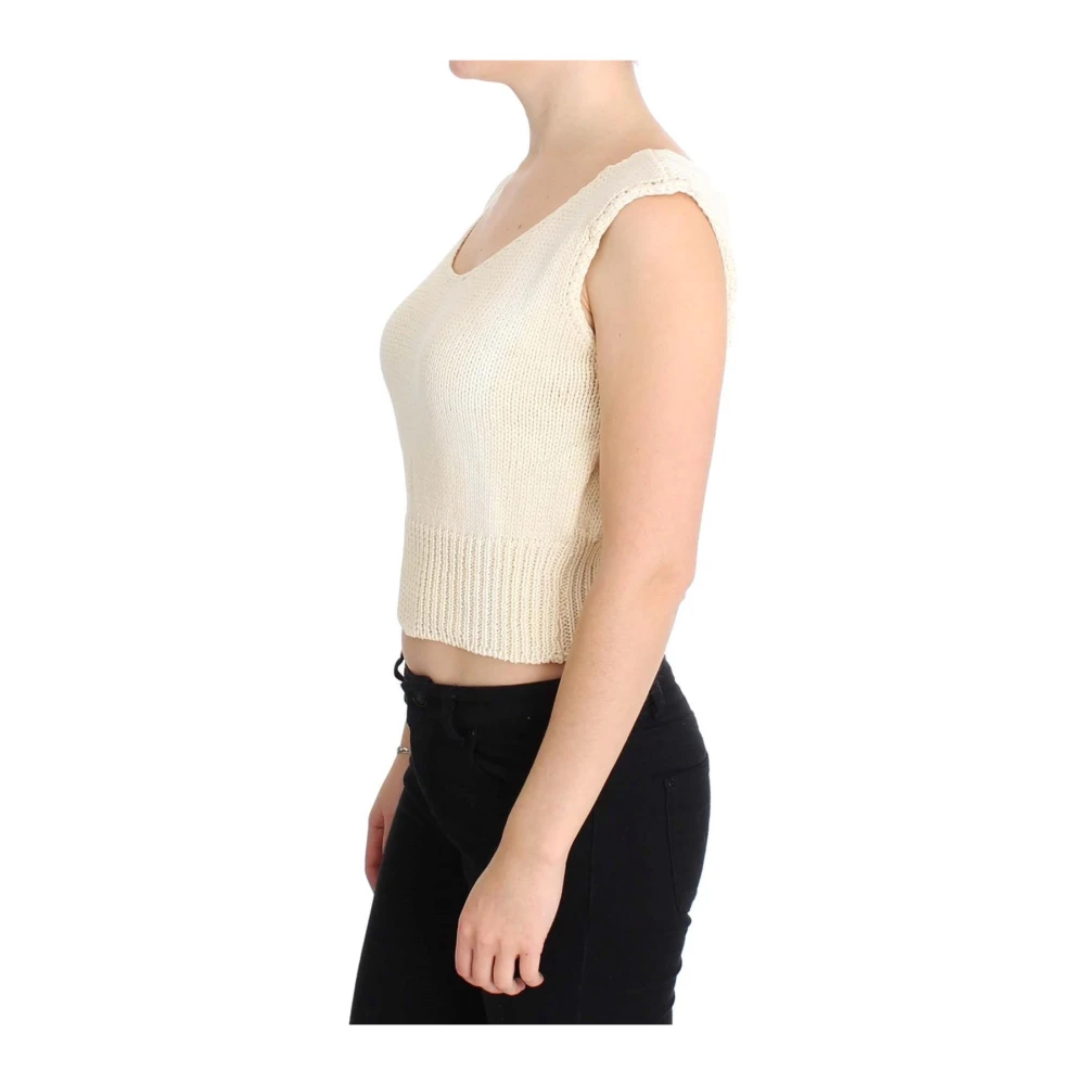 Pink Memories Beige Gebreid Vest Sweater Katoenmix Beige Dames
