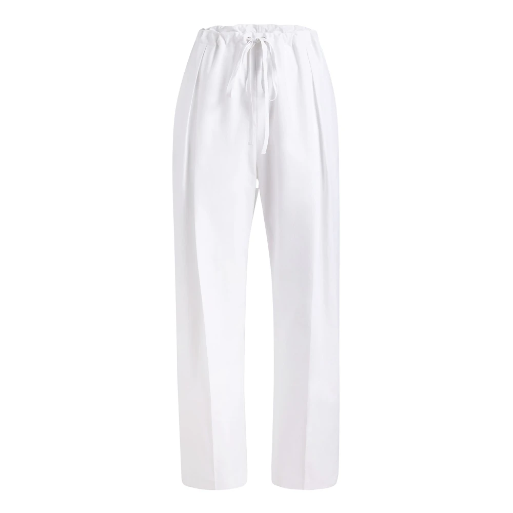 Khaite Witte Katoenen Trekkoordbroek Italië White Dames