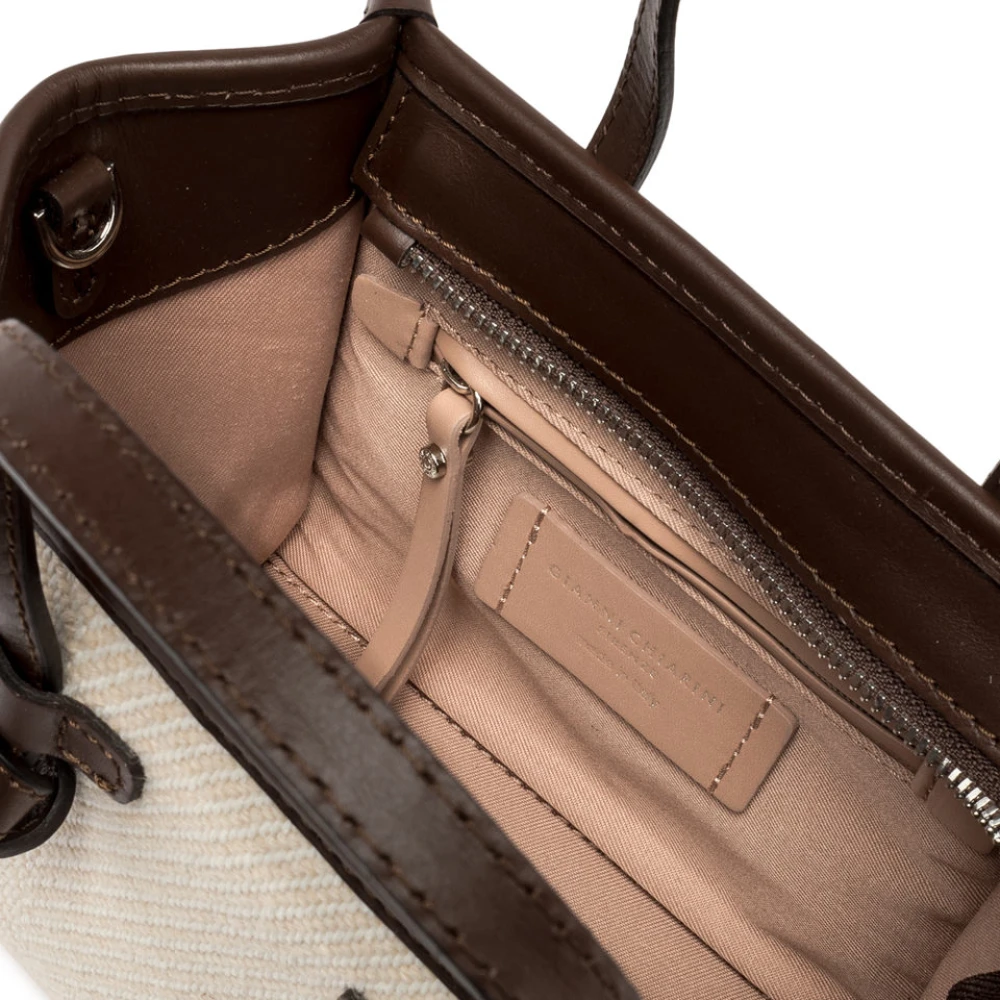 Gianni Chiarini Stijlvolle tweed en leren clutch Beige Dames
