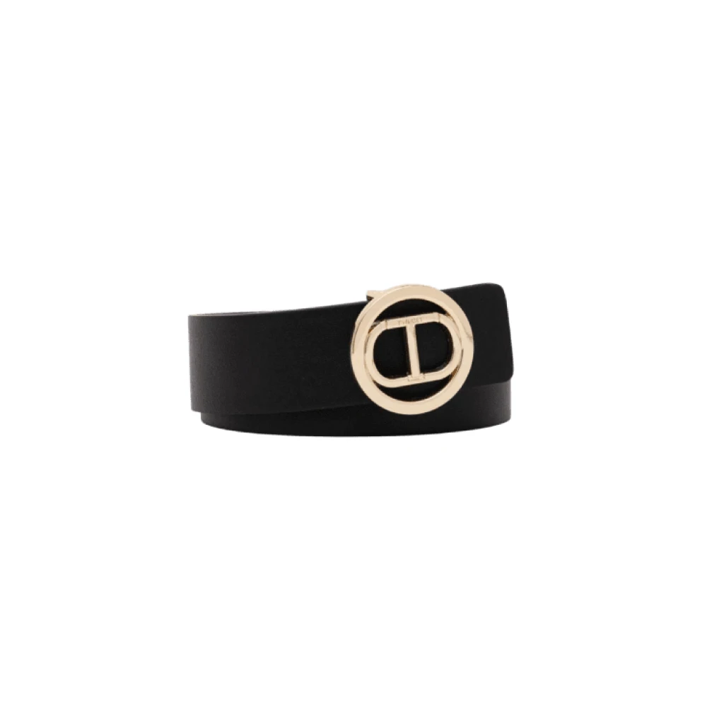 Twinset Omkeerbare leren riem zwart bordeaux Black Unisex