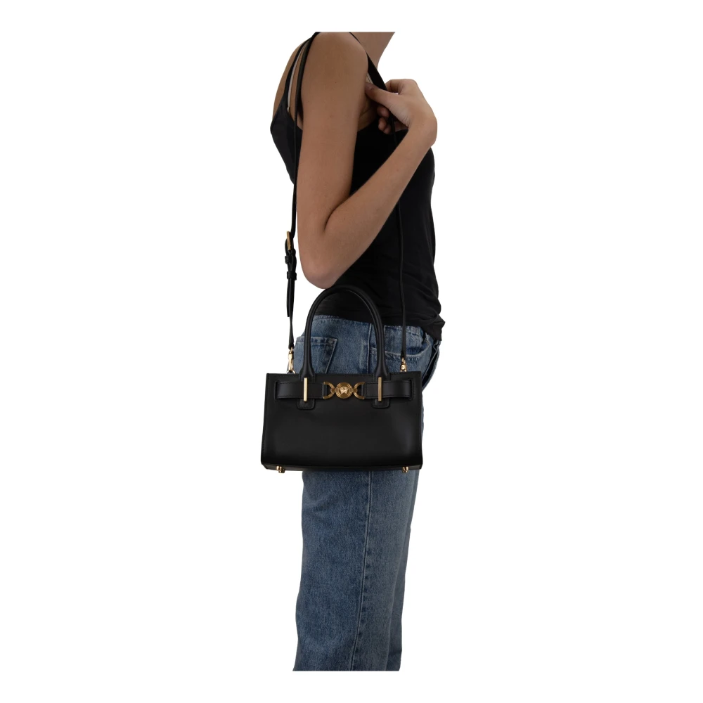 Versace Leren Dames Schoudertas Magnetische Knoop Black Dames
