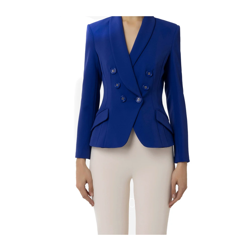 Elisabetta Franchi Blauwe Blazer voor Vrouwen Ss24 Blue Dames