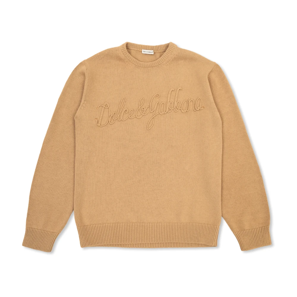 Dolce & Gabbana Unisex Beige Sweater With Embroidered Logo