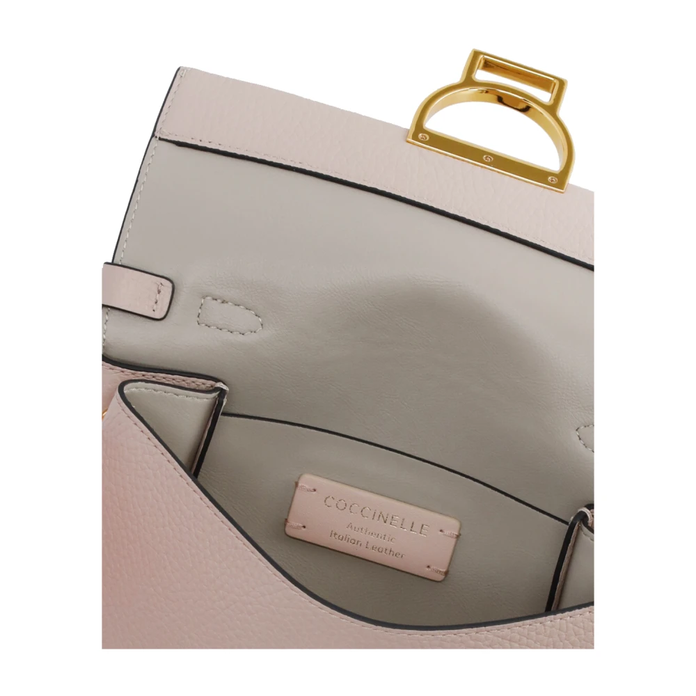 Coccinelle Roze Pebbled Leren Handtas voor Vrouw Pink Dames