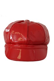 Red Lamb Leather Small Brim DG Logo Chain Cap Hat