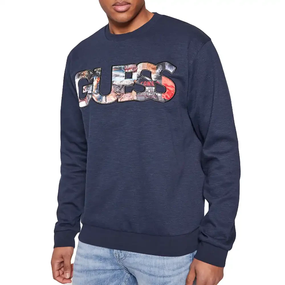 Guess - Original Big Logo Sweatshirt - Sweatshirts & Hoodies - Herren - Blau - S - Bild 3