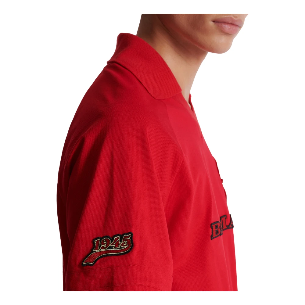 Balmain Katoenen piqué poloshirt met Racing borduursel Red Heren