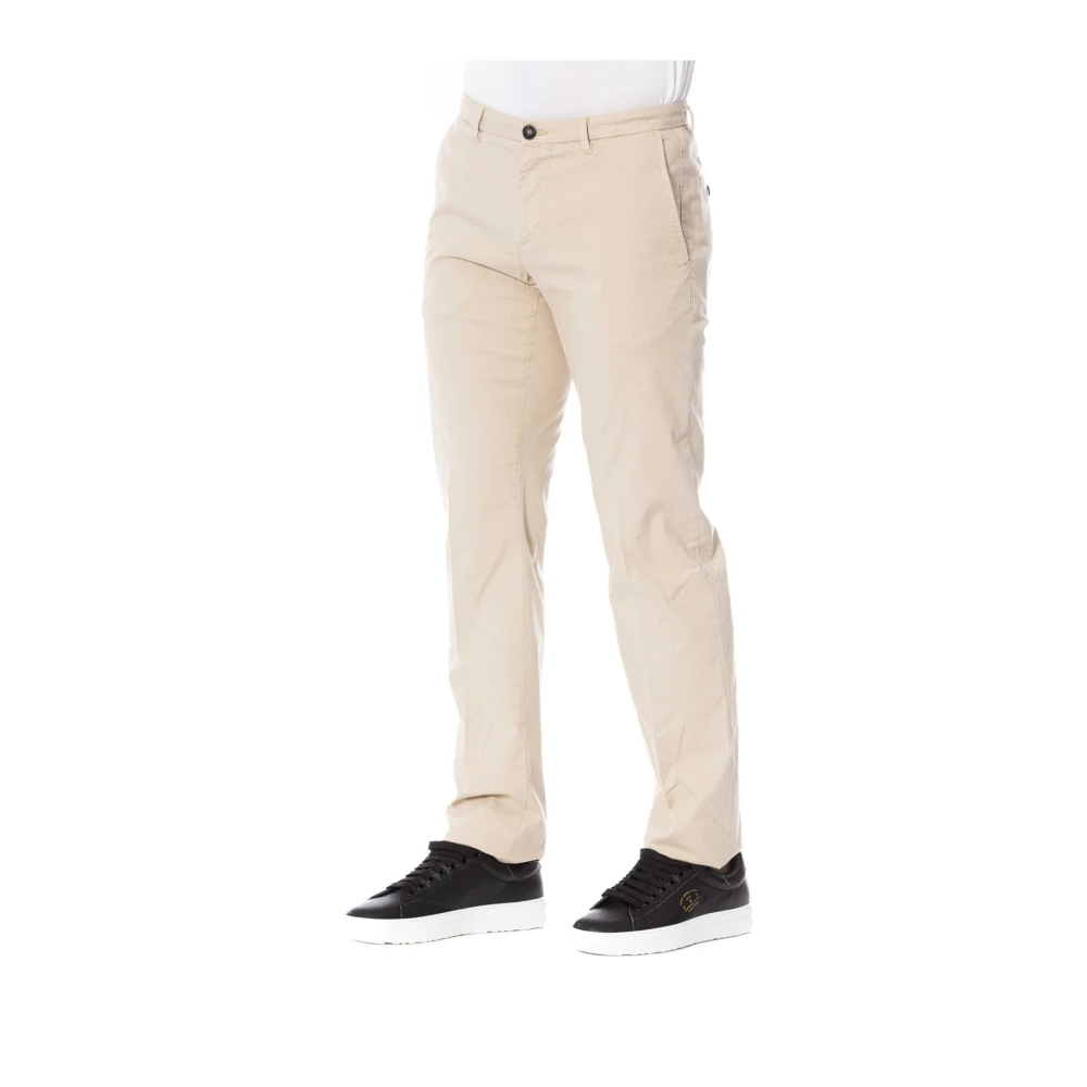 Trussardi Stijlvolle Broek met Knoop en Rits Beige Heren