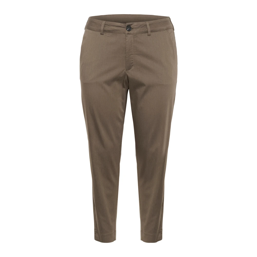 Kaffe Curve Bruine Chino Broek met Brede Tailleband Brown Dames