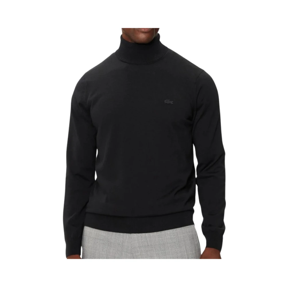 Lacoste Men's Black Turtlenecks, M, Merino Turtleneck Jumper