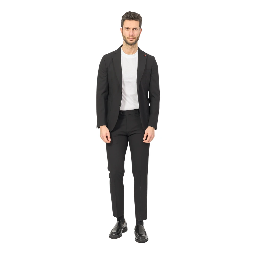 Mulish Zwarte Jurken Slim Fit Pak Black Heren