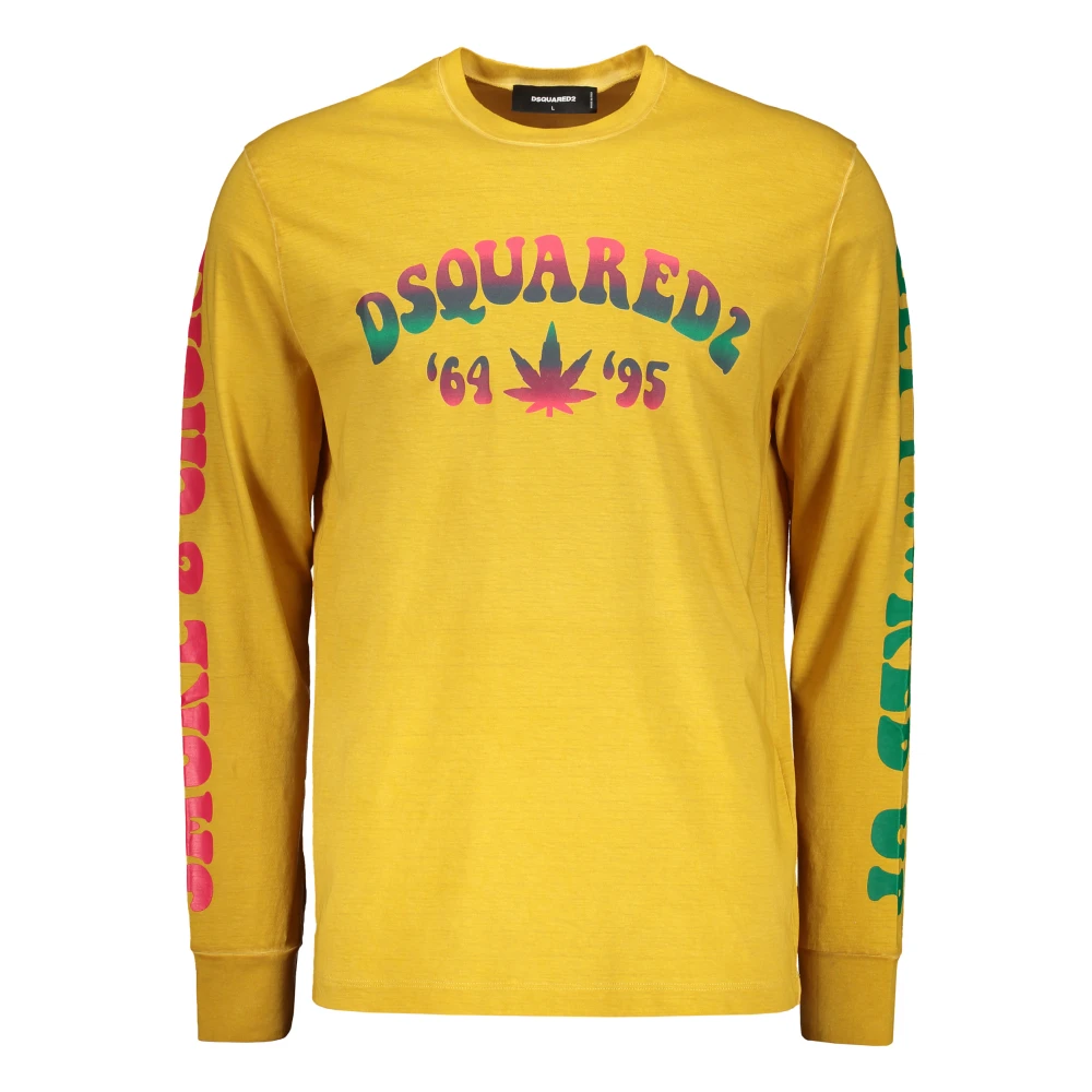 Dsquared2 Katoenen T-shirt met Front Logo Print Yellow Heren