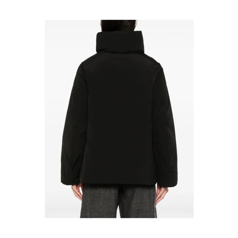 Woolrich Zwarte Gewatteerde Donsjas met Logo Black Dames