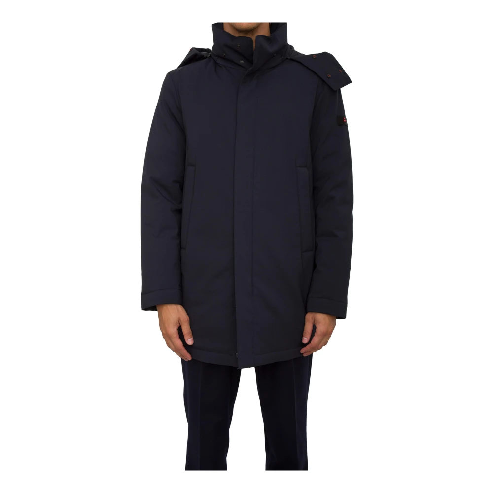 Peuterey Waterafstotende Trenchcoat met Capuchon Blue Heren