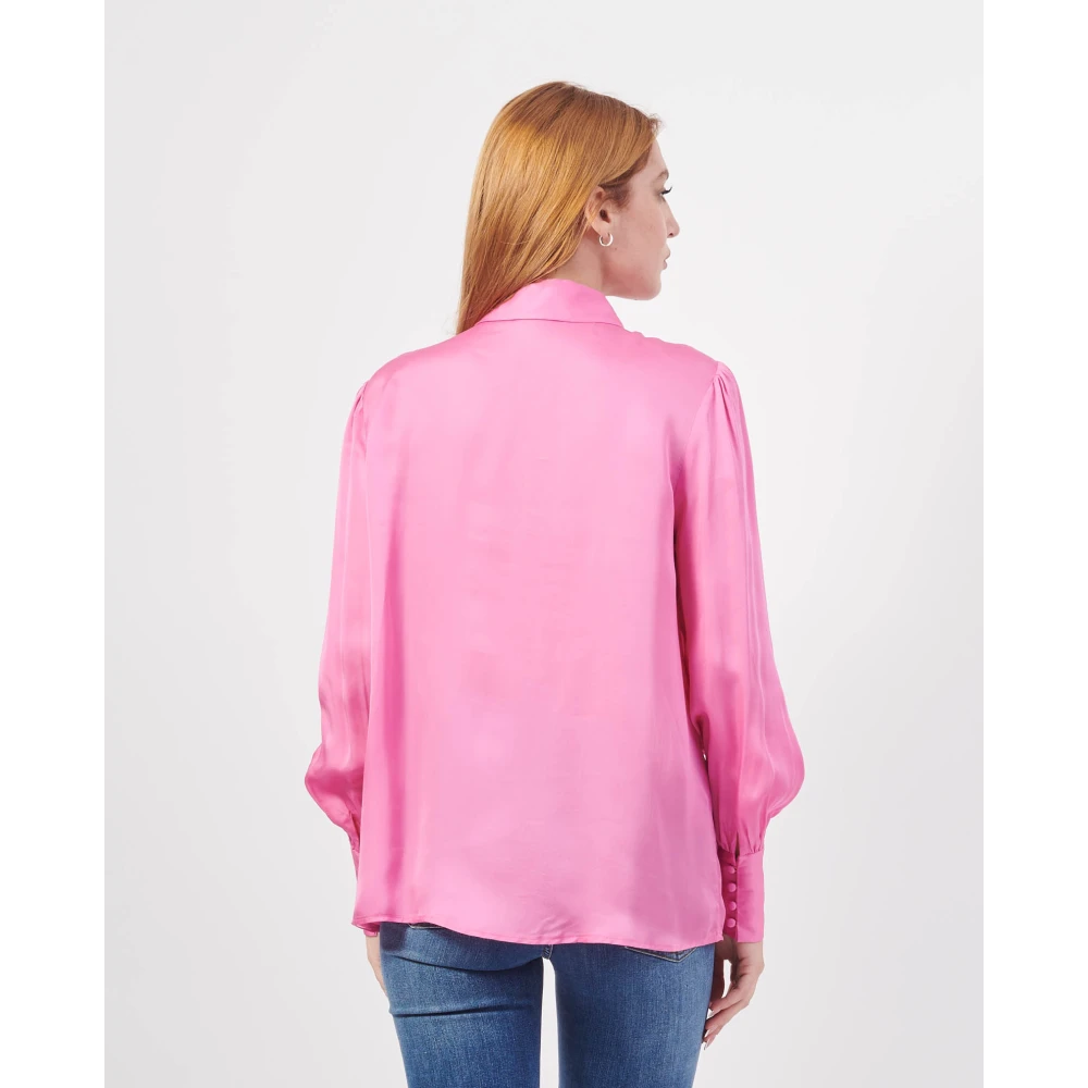 Fracomina Roze Zijde Viscose Klassieke Kraag Shirt Pink Dames