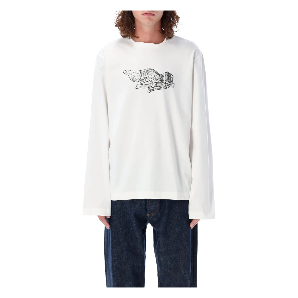 Acne Studios Optic White Grafische Print T-Shirt White Heren