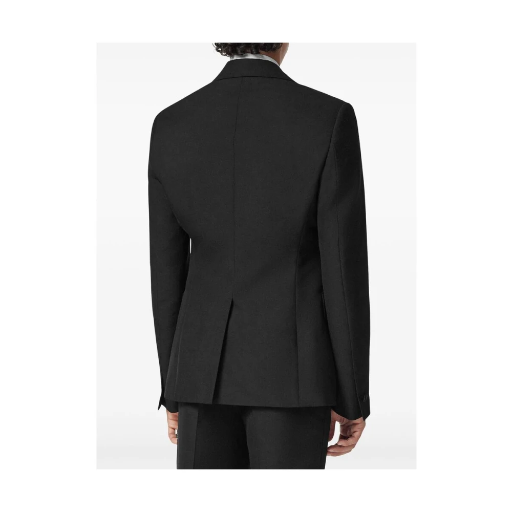 Versace Zwarte Peak Lapel Jas Black Heren
