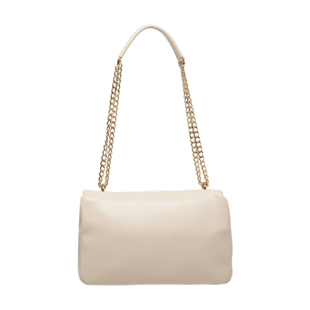 Love Moschino Stijlvolle Witte Schoudertas met Gouden Accenten White Dames