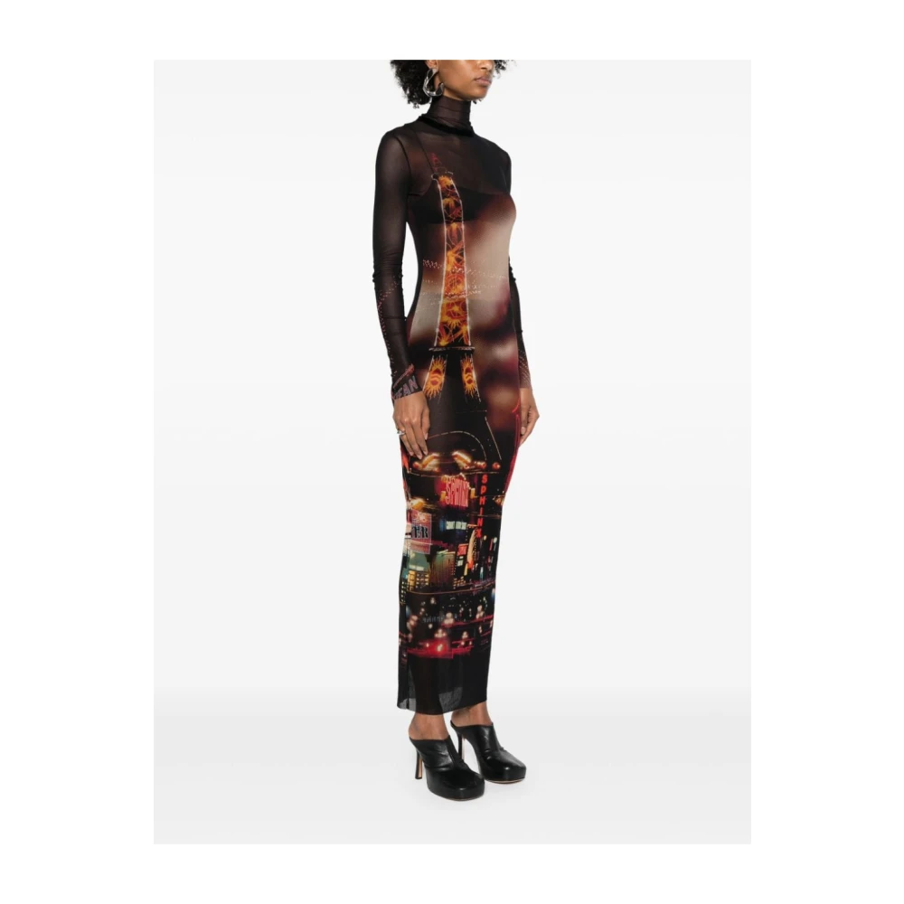 Jean Paul Gaultier Stadsprint Lange Mouw Jurk Multicolor Dames